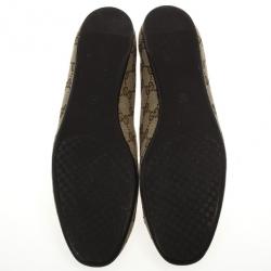 Pre Owned Gucci Guccissima Canvas Bamboo Tassel Ballet Flats Size 41