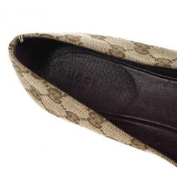 Pre Owned Gucci Guccissima Canvas Bamboo Tassel Ballet Flats Size 41