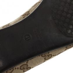 Pre Owned Gucci Guccissima Canvas Bamboo Tassel Ballet Flats Size 41