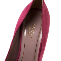 Pre Owned Gucci Pink Suede Elizabeth Horsebit Pointed Toe Pumps Size 36