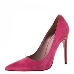 Pre Owned Gucci Pink Suede Elizabeth Horsebit Pointed Toe Pumps Size 36
