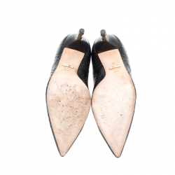 مملوكة مسبقًا حذاء كعب عالي غوتشي كريستين جلد الأسود كعب بامبو مقدمة مدببة مق اس 38.5