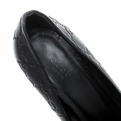 مملوكة مسبقًا حذاء كعب عالي غوتشي كريستين جلد الأسود كعب بامبو مقدمة مدببة مقاس 38.5