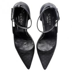 مملوكة مسبقًا Gucci Black Microguccissima D'orsay Pumps Size 38