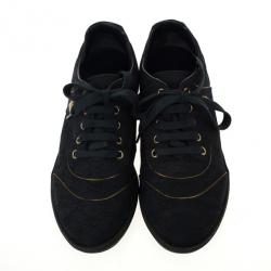 Pre Owned Gucci Black Guccissima Canvas Aerobic Sneakers Size 37.5