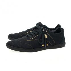 Pre Owned Gucci Black Guccissima Canvas Aerobic Sneakers Size 37.5