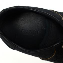 Pre Owned Gucci Black Guccissima Canvas Aerobic Sneakers Size 37.5