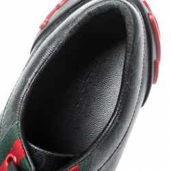 Gucci Black/Red GG Supreme Coated Canvas Classic Web and Script Low Top Sneakers Size 39