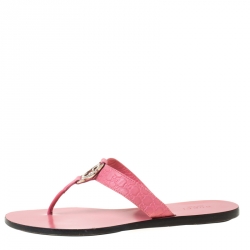 مملوكة مسبقًا صندل إصبع غوتشي GG جلد وردي مايكروغوتشيسيما لامع مقاس 38