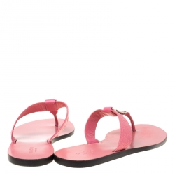 مملوكة مسبقًا صندل إصبع غوتشي GG جلد وردي مايكروغوتشيسيما لامع مقاس 38