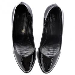 Pre Owned Gucci Black Patent Diamond Vernice Pumps Size 35.5