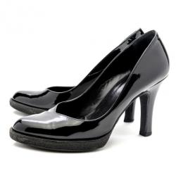 Pre Owned Gucci Black Patent Diamond Vernice Pumps Size 35.5