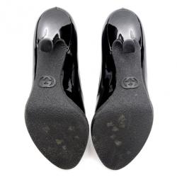 Pre Owned Gucci Black Patent Diamond Vernice Pumps Size 35.5