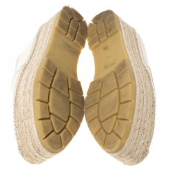 مملوكة مسبقًا Gucci Off White Canvas Logo Platform Espadrilles Size 38.5