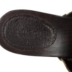 Gucci Monogram Icon Bit Web Detail High Heel Clogs Size 36