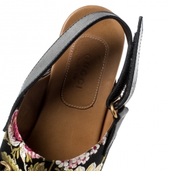 Pre Owned Gucci Multicolor Floral Jacquard Horsebit Amstel Slingback Clogs Size 37.5