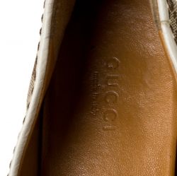 Pre Owned Gucci Beige GG Canvas Bamboo Tassel Ballet Flats Size 37