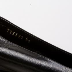 Pre Owned Gucci Black Patent 'Interlocking' Buckle Ballet Flats Size 38