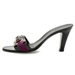 مملوكة مسبقًا Gucci Black Patent Bamboo Horsebit Slides Size 39