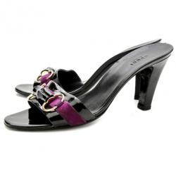 مملوكة مسبقًا Gucci Black Patent Bamboo Horsebit Slides Size 39