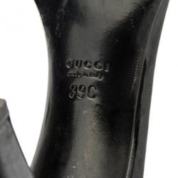 مملوكة مسبقًا Gucci Black Patent Bamboo Horsebit Slides Size 39