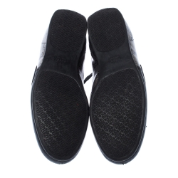 Gucci Black Leather And Guccissima Crystal Canvas Royal Sport Interlocking GG Sneakers Size 37