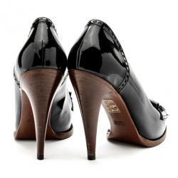 مملوكة مسبقًا Gucci Black Patent Horsebit Fringe Loafer Pumps Size 36.5