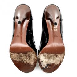 مملوكة مسبقًا Gucci Black Patent Horsebit Fringe Loafer Pumps Size 36.5