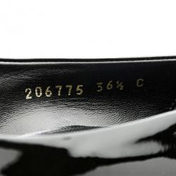 مملوكة مسبقًا Gucci Black Patent Horsebit Fringe Loafer Pumps Size 36.5