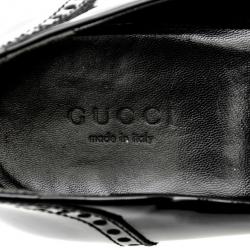 مملوكة مسبقًا Gucci Black Patent Horsebit Fringe Loafer Pumps Size 36.5