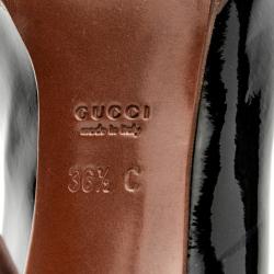 مملوكة مسبقًا Gucci Black Patent Horsebit Fringe Loafer Pumps Size 36.5