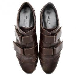 مملوكة مسبقًا Gucci Brown Guccissima Leather Velcro Sneakers Size 37