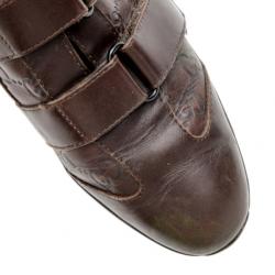 مملوكة مسبقًا Gucci Brown Guccissima Leather Velcro Sneakers Size 37