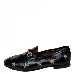Gucci woman loafers slip on flats embroidered stars and bees