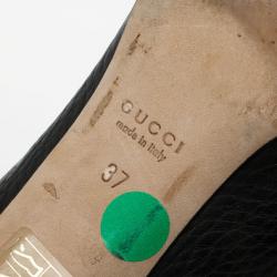 مملوكة مسبقًا Gucci Black Leather 'Miss Bamboo' Horsebit Loafer Pumps Size 37