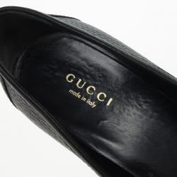 مملوكة مسبقًا Gucci Black Leather 'Miss Bamboo' Horsebit Loafer Pumps Size 37