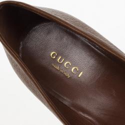 مملوكة مسبقًا Gucci Brown Leather 'Ride' GG Buckle Pumps Size 36.5