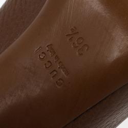 مملوكة مسبقًا Gucci Brown Leather 'Ride' GG Buckle Pumps Size 36.5