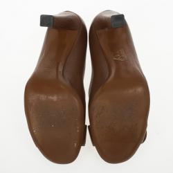 مملوكة مسبقًا Gucci Brown Leather 'Ride' GG Buckle Pumps Size 36.5