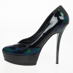 مملوكة مسبقًا Gucci Oil Slick &amp; Patent Leather Platform Pumps Size 37.5