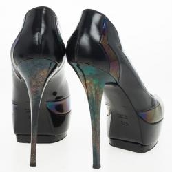 مملوكة مسبقًا Gucci Oil Slick &amp; Patent Leather Platform Pumps Size 37.5