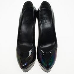 مملوكة مسبقًا Gucci Oil Slick &amp; Patent Leather Platform Pumps Size 37.5