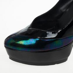 مملوكة مسبقًا Gucci Oil Slick &amp; Patent Leather Platform Pumps Size 37.5
