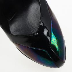 مملوكة مسبقًا Gucci Oil Slick &amp; Patent Leather Platform Pumps Size 37.5