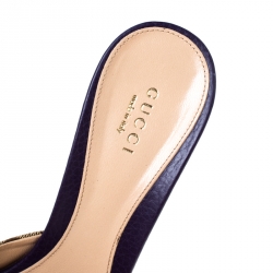 مملوكة مسبقًا Gucci Beige/Purple GG Canvas New Hollywood Horsebit Slides Size 38