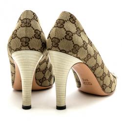 Pre Owned Gucci Guccissima Canvas Web Detail Pumps Size 37