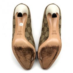 Pre Owned Gucci Guccissima Canvas Web Detail Pumps Size 37