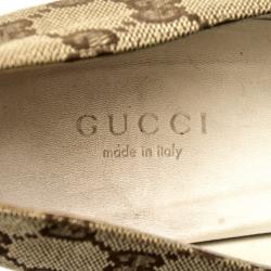 Pre Owned Gucci Guccissima Canvas Web Detail Pumps Size 37