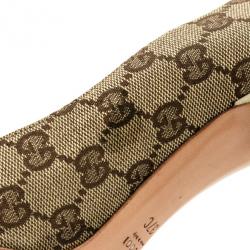 Pre Owned Gucci Guccissima Canvas Web Detail Pumps Size 37