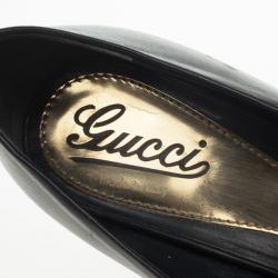 مملوكة مسبقًا Gucci Black Leather Sofia Peep Toe Platform Pumps Size 39